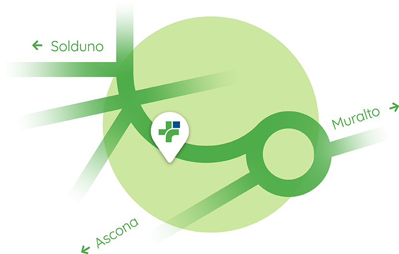 Cartina semplice che mostra la locazione della Farmacia 5 vie Locarno